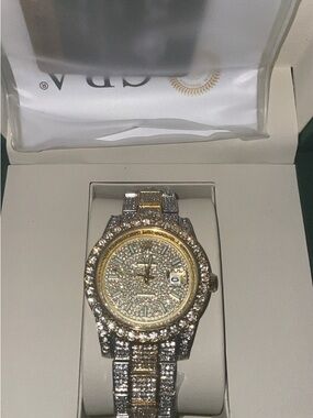 Rolex Date Just Gold and Silver Vvs1 Diamond-Accented Women's Watch